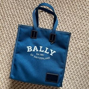 New BALLY crystalia UNISEX Fabric Tote Bag In Blue Canvas